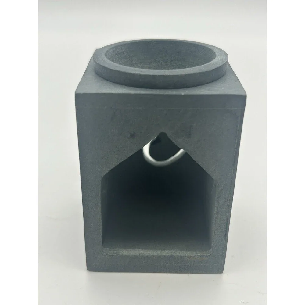 Set Of 3 -Soapstone Incense Oil Diffuser/candle  Hand Carved Ornate Green/Gray